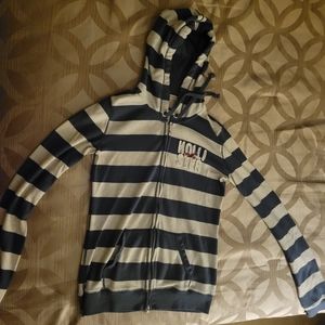 Striped zip up Hollister hoodie